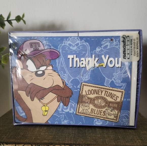 New Vintage 1996 Looney Toons "Taz" Tasmanian Devil Birthday Thank You Cards - Picture 3 of 4